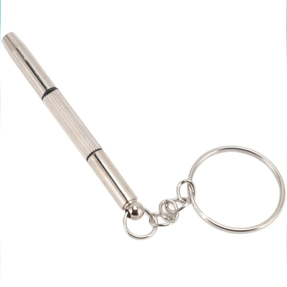 Mini Utility Tool Travel Size Double Ended Screwdriver Set Silver Keychain